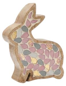 Leseni velikonočni zajček MOSAIC BUN 15 cm, barvni