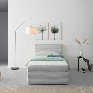 POSTELJA Z VZMETNICO 100 cm x 200 cm , les, tekstil srebrne barve