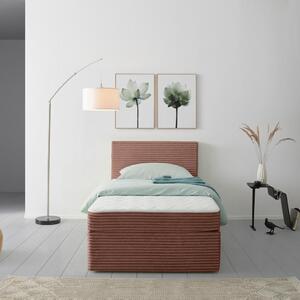 POSTELJA Z VZMETNICO 100 cm x 200 cm , les, tekstil starinsko roza