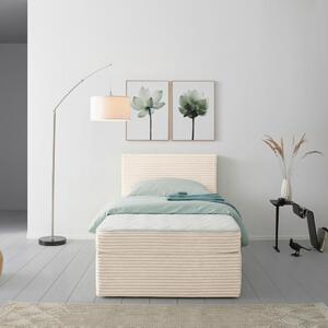 POSTELJA Z VZMETNICO 100 cm x 200 cm , les, tekstil bež