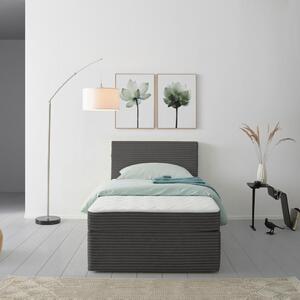 POSTELJA Z VZMETNICO 100 cm x 200 cm , les, tekstil siva