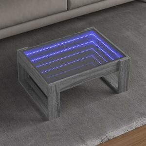 VidaXL Klubska mizica z neskončnimi LED siva sonoma 70x53x30 cm