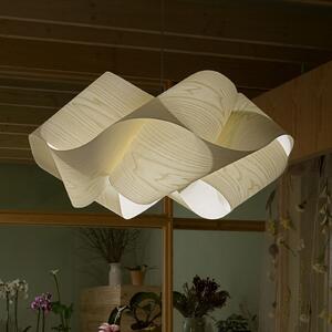 LZF LAMPS Obesek Swirl, črn kabel Ø 54cm slonokoščena kost, zatemnjen, Les, Dnevna soba / jedilnica, Les, Dizajn