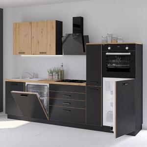 P & B Kuhinjski Blok Brez Aparatov Blacky, Črna, Hrast, 280cm