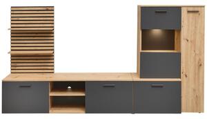MID.YOU Dnevni Regal Heathrow, Barva Hrasta, Antracit