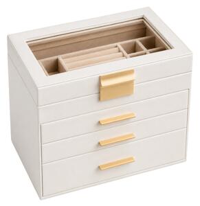 Škatla za nakit ELEGANT CASE 25,1x21,5x15,3 cm iz eko usnja, bež
