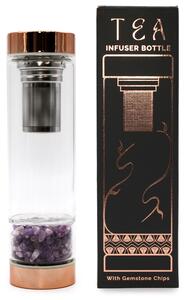 Steklenička za čaj s kristali – Ametist, 500 ml - Amethyst, Glass, Metal - Rojstni dan - Dan žena - Za 30 let