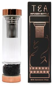 Steklenička za čaj s kristali – Črni oniks, 500 ml - Onyx, Glass, Metal - Rojstni dan - Za 30 let - Dan žena