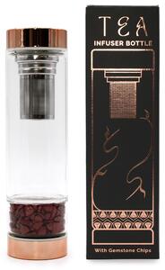 Steklenička za čaj s kristali – Rdeči jaspis, 500 ml - Red Jasper, Glass, Metal - Rojstni dan - Dan žena - Za 30 let