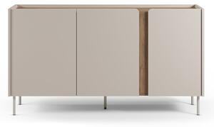 Kremno bela/naravna komoda v hrastovem dekorju 150x82,5x40,5 cm Lucile – Marckeric