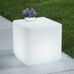 Lindby Akku-LED-Außenleuchte Cubara, RGB, Würfel, Kunststoff, zatemnjen, Bela, Plastika, Sodobni