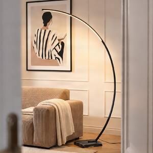 Lindby LED obokana talna svetilka Kendra, črna, aluminij, višina 180 cm, zatemnjen, Črna, Dnevna soba / jedilnica, Kovina, Sodobni