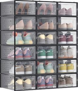 Organizator za čevlje MARI, 18 predalov, prozoren/črna SongmicsHome