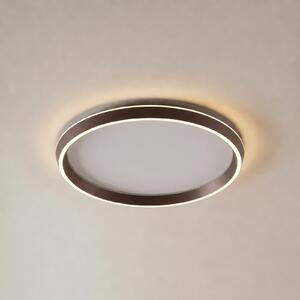 Lucande LED stropna svetilka Rylan, rjava, Ø 62 cm, z možnostjo regulacije, zatemnjen, Rjava / rjasta, Dnevna soba / jedilnica, Kovina, Sodobni