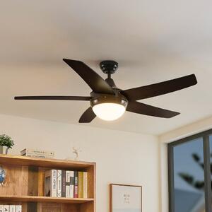 Lindby Stropni ventilator z lučjo Auraya, tih, črn, Črna, Dnevna soba / jedilnica, Kovina, Sodobni