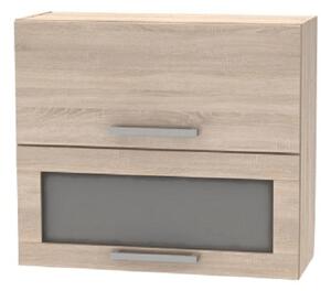 KONDELA Zgornja nagibna omarica s steklom 2DV, hrast sonoma, NOVA PLUS NOPL-016-OH