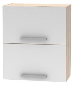 KONDELA Zgornja nagibna omarica 2DV, sonoma hrast/bela, NOVA PLUS NOPL-008-VH