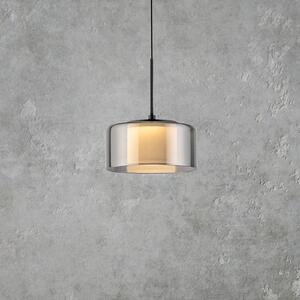 Paul Neuhaus LED viseča svetilka Rika, Ø 15 cm, steklo, možnost zatemnitve, zatemnjen, Črna, Dnevna soba / jedilnica, Steklo, Sodobni