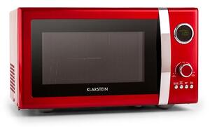 Klarstein FINE DINESTY, 1000W, 23 L, 2 V 1 MIKROVALOVNA PEČICA, RETRO, 12 PROGRAMOV, RDEČA