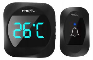 220V LCD brezžični zvonec in termometer 38 melodij do 300m črn