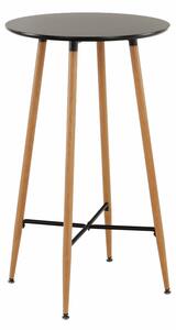 KONDELA Barska miza, črna/hrast, premer 60 cm, IMAM