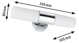Paulmann Lenia stenska svetilka IP44 krom/opal 2 luči, zatemnjen, Kovinska, Kopalnica, Kovina, Sodobni