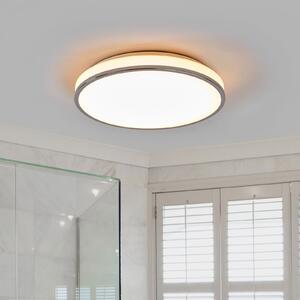 Lindby LED stropna svetilka Lyss, Ø 40 cm, krom barva, IP44, Bela, Kopalnica, Steklo, Sodobni