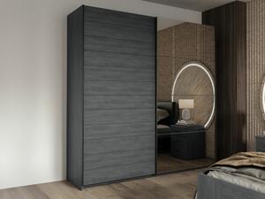 Garderobna omara Austin J105, Črna, Sivi hrast, 210x200x61cm, Vrata omare: Drsna