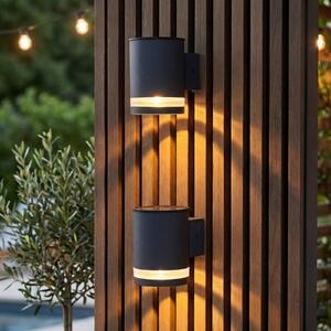 Lumisky LED-sončna stenska svetilka Helio, komplet 2 kosov, temno siva, širina 10 cm, Siva, Kovina, Sodobni