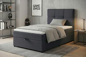 POSTELJA Z VZMETNICO 100 cm x 200 cm , tekstil, leseni material temno siva