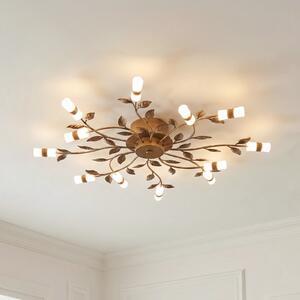 Lindby LED stropna svetilka Bentas, bron, kovina, Ø 80cm, Bronasta / starinska medenina, Dnevna soba / jedilnica, Kovina, Florentinski