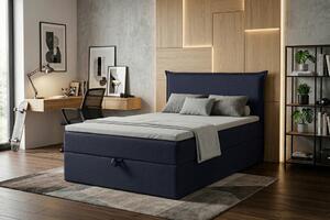 POSTELJA Z VZMETNICO 120 cm x 200 cm , tekstil, leseni material temno modra