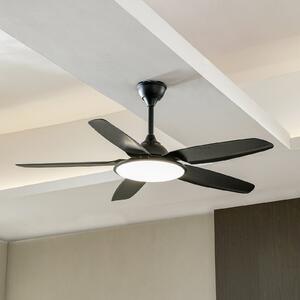 Lucande LED stropni ventilator Divian, črn, DC, tih, CCT, Črna, Dnevna soba / jedilnica, Kovina, Sodobni