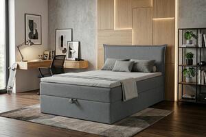 POSTELJA Z VZMETNICO 120 cm x 200 cm , tekstil, leseni material srebrne barve