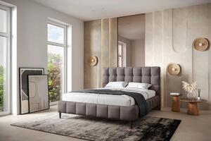 OBLAZINJENA POSTELJA 160 cm x 200 cm , tekstil, leseni material umazano rjava