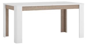 KONDELA Jedilna raztegljiva miza, bela ekstra visok sijaj HG/hrast sonoma temen tartuf, 160-200x90 cm, LYNATET TYP 75