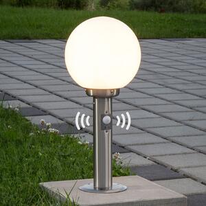 Lindby Stojna svetilka Vedran, 45 cm, nerjaveče jeklo, senzor, zatemnjen, Kovinska, Nerjaveče jeklo, Sodobni, Zunanji globus