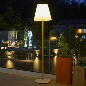 Lumisky LED-sončna terasa svetilka Standy, bela/rjava, višina 150 cm, IP44, zatemnjen, Rjava / rjasta, Kovina, Sodobni