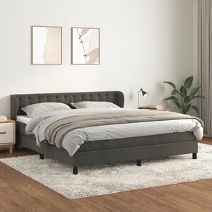 VidaXL Box spring postelja z vzmetnico temno siva 160x200 cm žamet