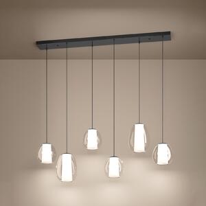 Stars of Light LED-visoka svetilka Menorca, nikljevo, 143 cm, 6-žarilna, CCT, zatemnjen, Kovinska, Dnevna soba / jedilnica, Steklo, Sodobni