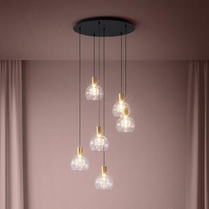 Stars of Light LED-visoka svetilka Terque, medenina, premer 54 cm, 6-žarilna, zatemnjen, Zlata / medeninasta, Dnevna soba / jedilnica, Steklo, Sodobni