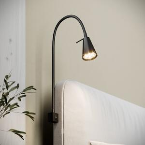 Briloner LED stenska svetilka Tuso, črna, montaža na posteljo, kovina, Črna, spalnica, Kovina, Sodobni