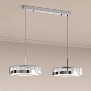 Lucande LED-visoka svetilka La Latta, 2-žarnica, 80 cm, krom, steklo, zatemnjen, Krom, Steklo, Dizajn