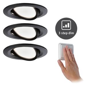 Paulmann Nova Coin 3x okrogel, dimmer/nagibni, črn, zatemnjen, Črna, Hodnik, Kovina, Sodobni, Vgradne svetilke okrogle