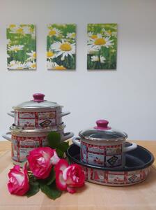 Komplet emajlirane posode Happiness is homemade 4-delni