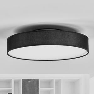Lindby LED stropna svetilka Saira, Ø 40 cm, črna, tekstil, Črna, Dnevna soba / jedilnica, Tkanine / tekstil, Sodobni