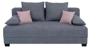 BOXSPRING ZOFA, siva tekstil, leseni material