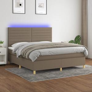 VidaXL Box spring postelja z vzmetnico LED taupe 160x200 cm blago