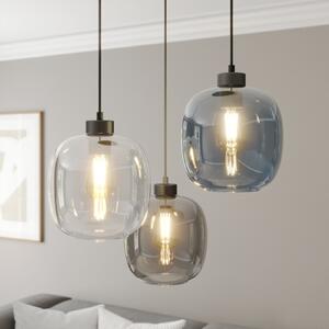 TK Lighting Elio viseča svetilka, steklo, modra/čista/siva, Ø 52 cm, 3-svetlobna, zatemnjen, Prozorna, Dnevna soba / jedilnica, Steklo, Sodobni
