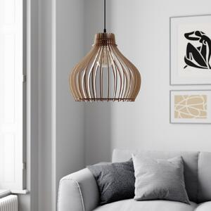 TEMAR LIGHTING Obesek v obliki sodčka, enojna luč, Ø 38 cm, zatemnjen, Les, Dnevna soba / jedilnica, Les, Podeželska hiša / Rustikalna